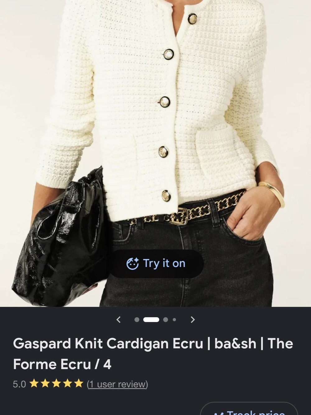 Ba&sh Gaspard Ecru Knit Cardigan - Soft Off-White